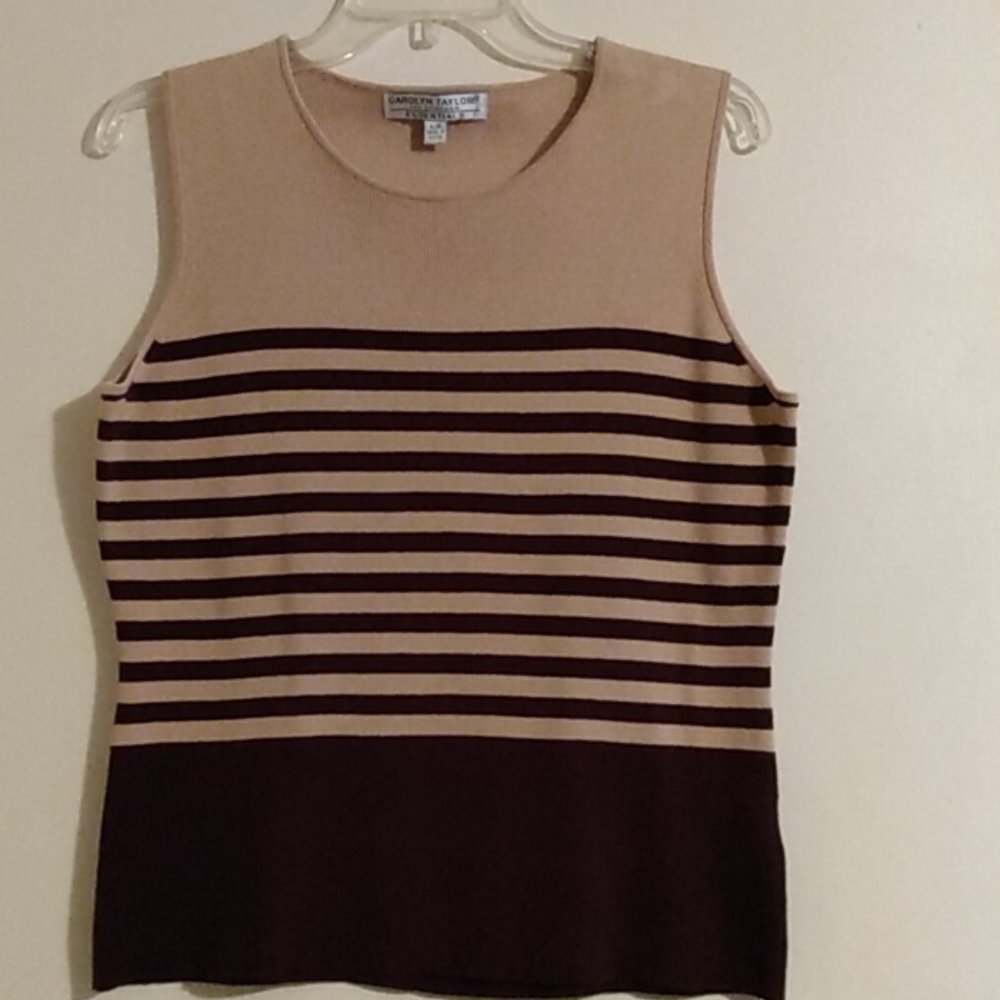 Carolyn Taylor Tan & Brown Sleeve less vest